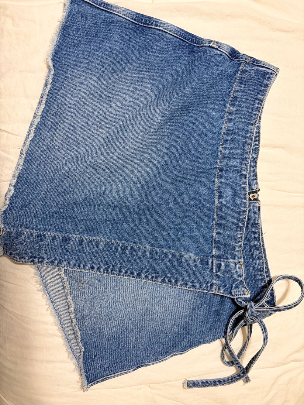 Free People Light Blue Denim Wrap Shorts with Side Tie